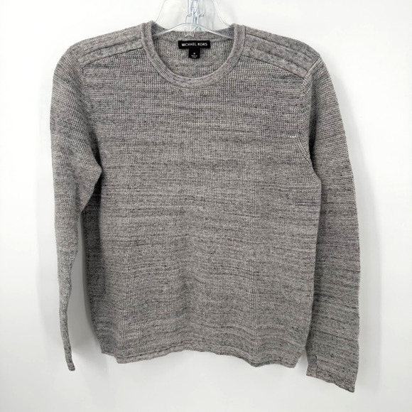 Michael Kors Men’s Gray Crew Neck Sweater Medium Cotton Wool Blend Knit Pullover - Picture 1 of 8